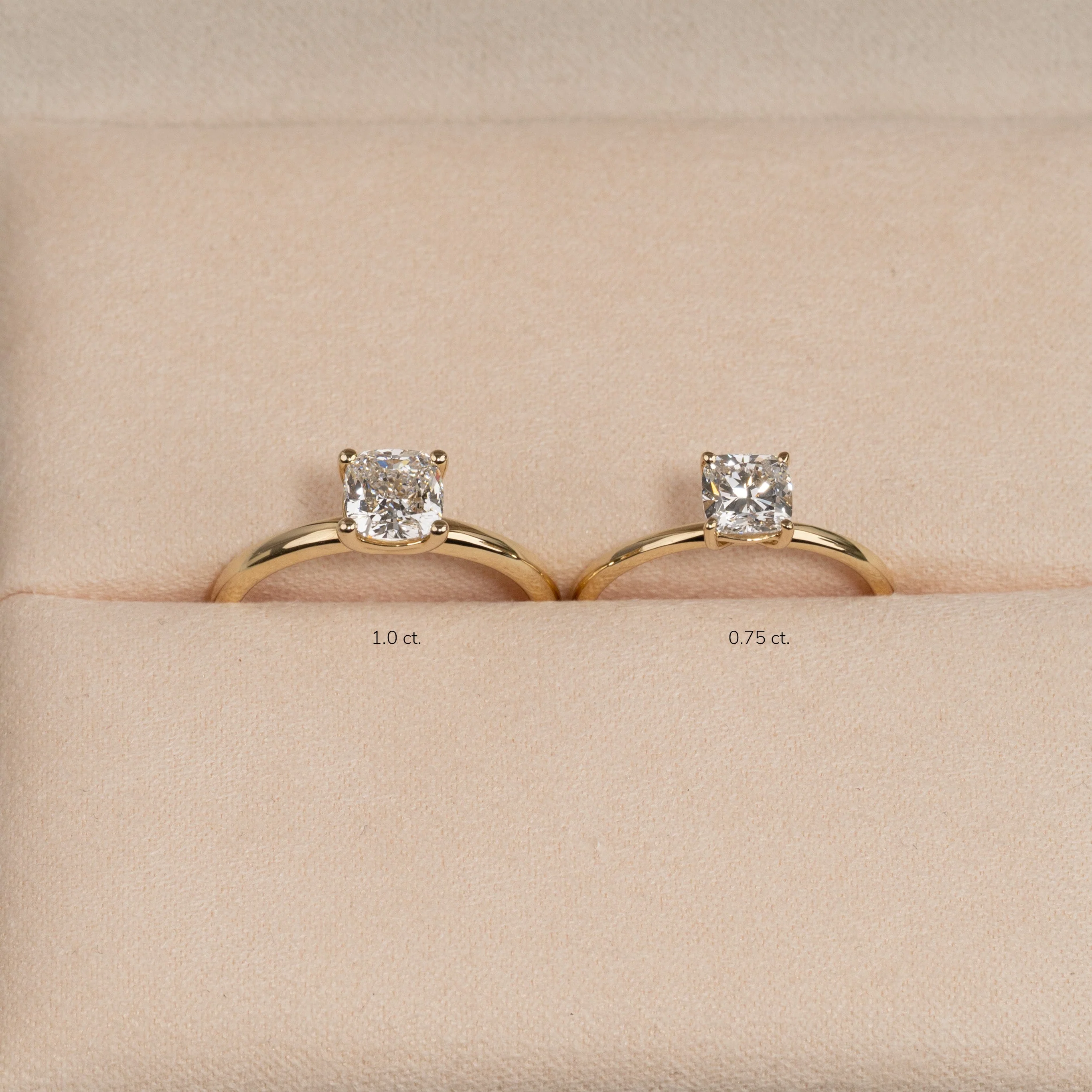 SOLITAIRE BASKET-SET CUSHION-CUT LAB-DIAMOND RING - 1.0ct - YG - Image 9